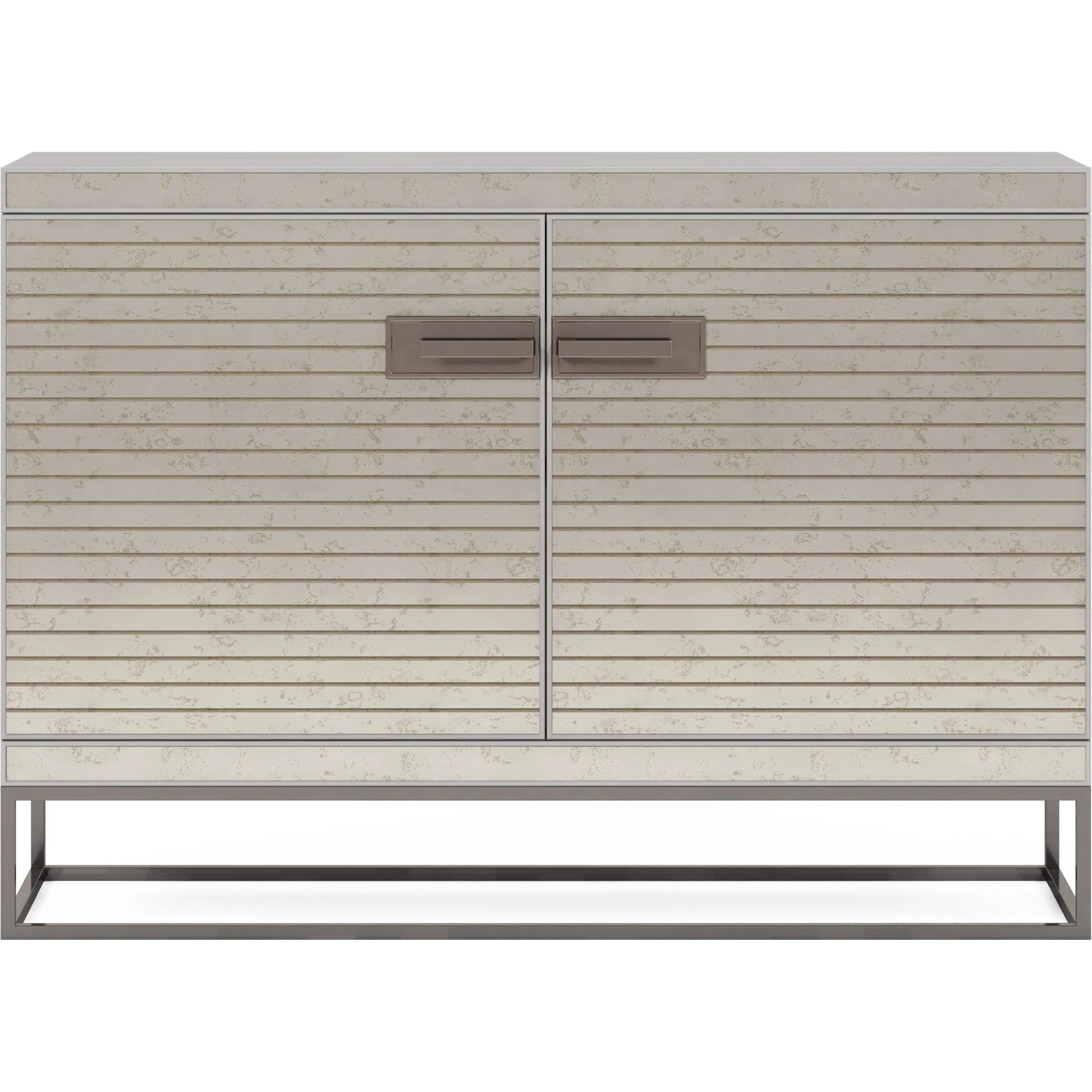 Mezzanine Hall Chest by A.R.T. Furniture in dove gray. Made from parawood, poplar solids, maple veneer, mirror, steel in a modern style.