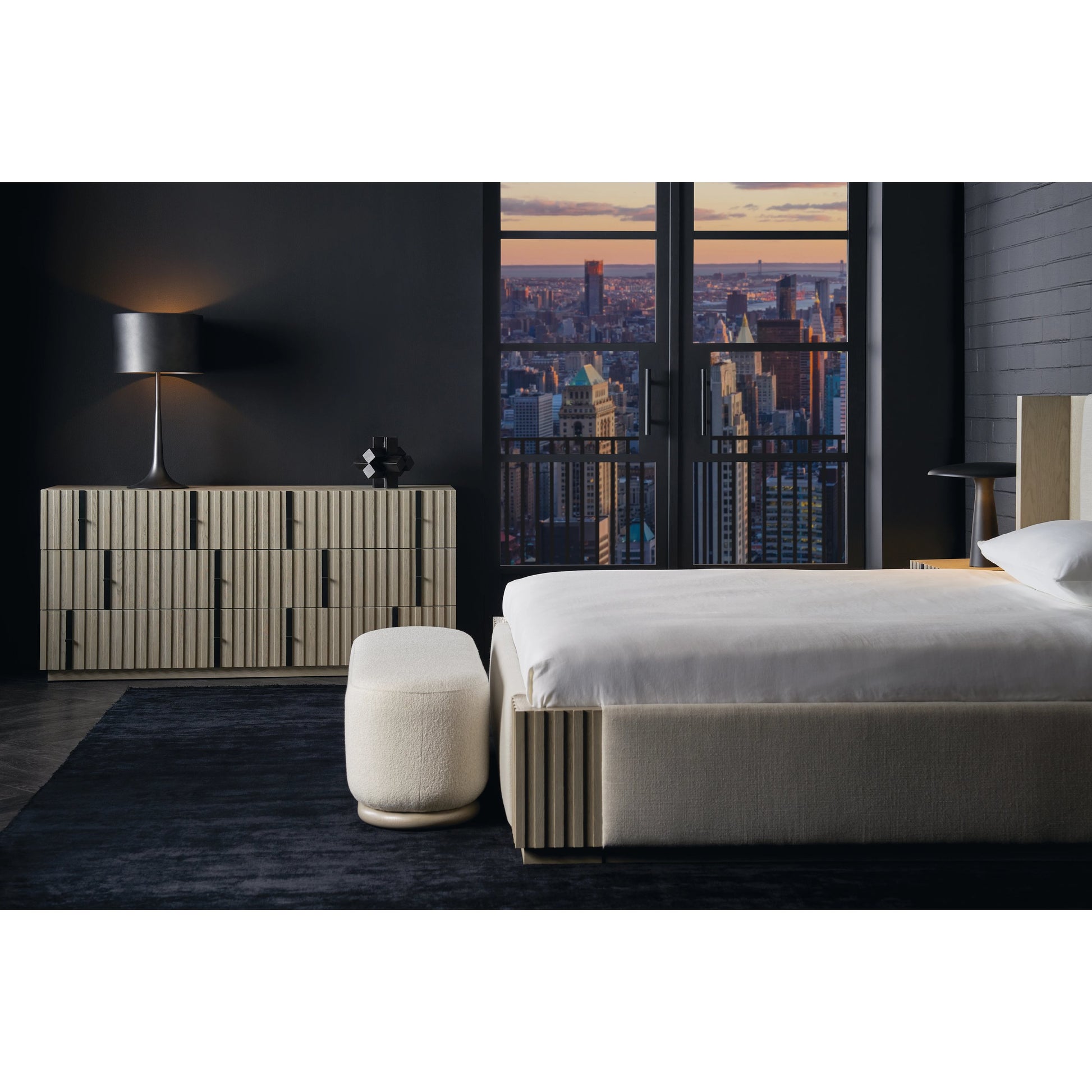 Clancy Dresser by Caracole in fossil, matte black metal. Made from ash, oak in a modern style.