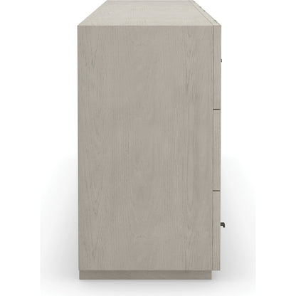 Clancy Dresser by Caracole in fossil, matte black metal. Made from ash, oak in a modern style.