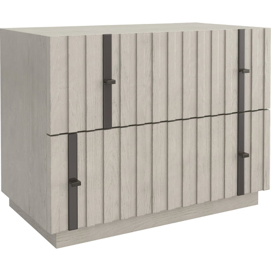 Clancy Large Nightstand by Caracole in fossil, matte black metal. Made from ash, oak in a modern style.