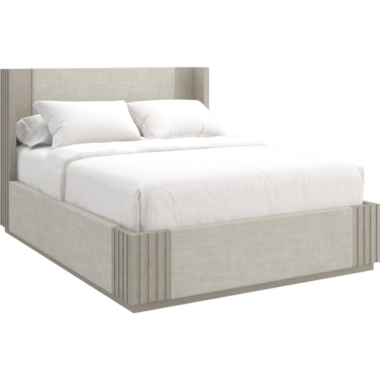 Azure Bed by Caracole in taupe and fossil. Made from ash, oak, linen in a modern style.
