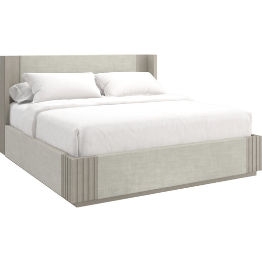Azure Bed by Caracole in taupe and fossil. Made from ash, oak, linen in a modern style.