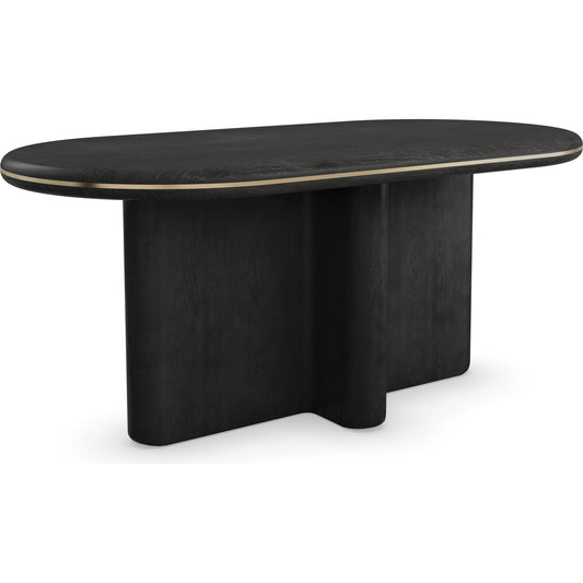 Monty Dining Table by Caracole in basalt, polished french gold. Made from ash, oak in a modern style.