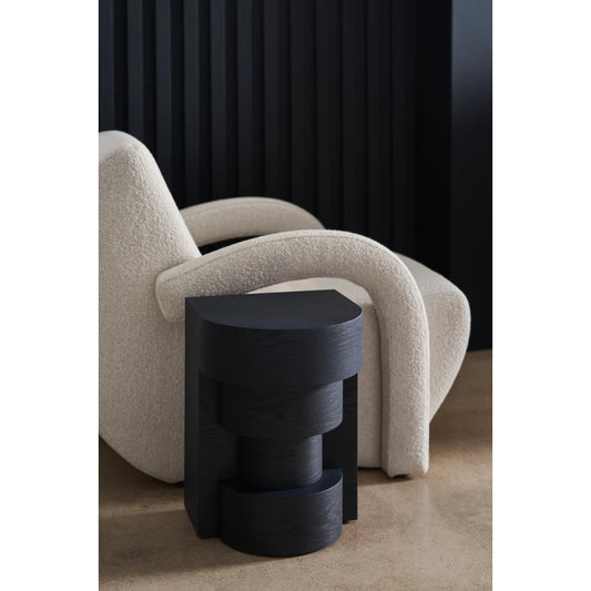Sam Side Table by Caracole in basalt. Made from resin in a unique style.