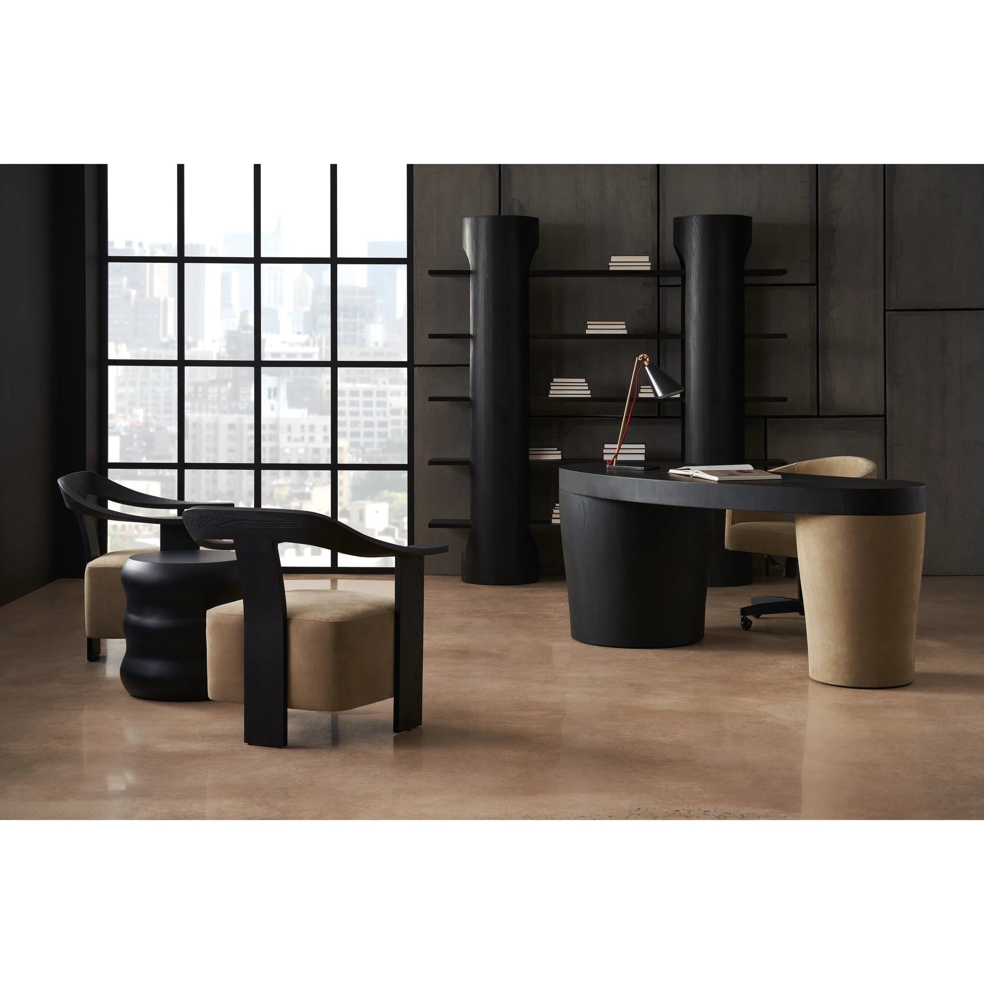 Gus Desk by Caracole in basalt. Made from ash, oak in a modern style.