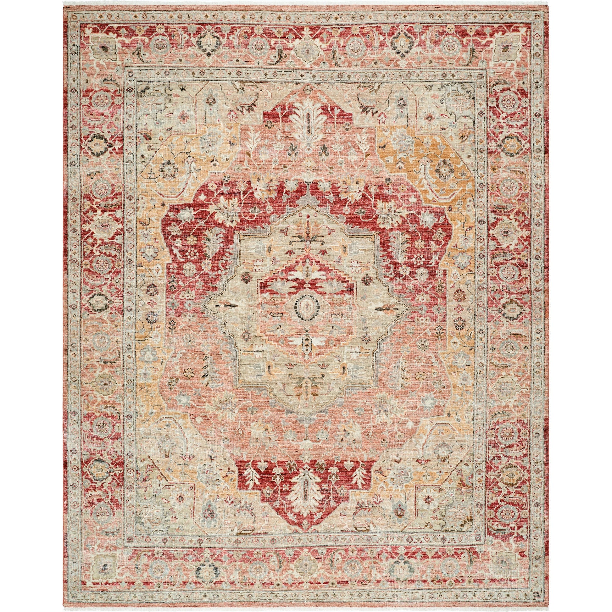 Khorasan KHO-2301 Rug by Surya in crimson, antique gold, sage, ivory, blush, charcoal. Made from wool in a unique style.