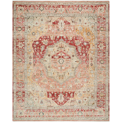 Khorasan KHO-2301 Rug by Surya in crimson, antique gold, sage, ivory, blush, charcoal. Made from wool in a unique style.