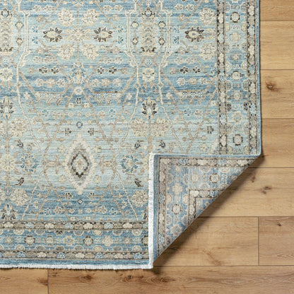 Khorasan KHO-2304 Rug by Surya in sky blue, sandstone, ivory, slate gray, taupe. Made from face: 100% wool, warp: 100% cotton in a unique style.