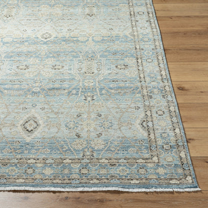 Khorasan KHO-2304 Rug by Surya in sky blue, sandstone, ivory, slate gray, taupe. Made from face: 100% wool, warp: 100% cotton in a unique style.