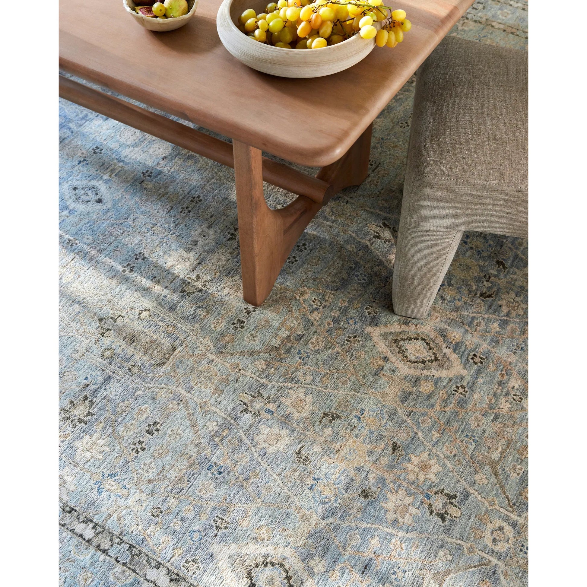 Khorasan KHO-2304 Rug by Surya in sky blue, sandstone, ivory, slate gray, taupe. Made from face: 100% wool, warp: 100% cotton in a unique style.