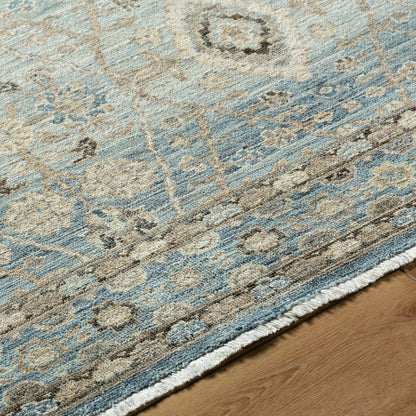 Khorasan KHO-2304 Rug by Surya in sky blue, sandstone, ivory, slate gray, taupe. Made from face: 100% wool, warp: 100% cotton in a unique style.