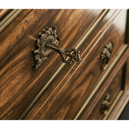 Viceroy Dresser by Jonathan Charles in brown and santos brown, antique brass. Made from mahogany, cerejeira veneers, santos rosewood crown veneers, brass in a traditional style.