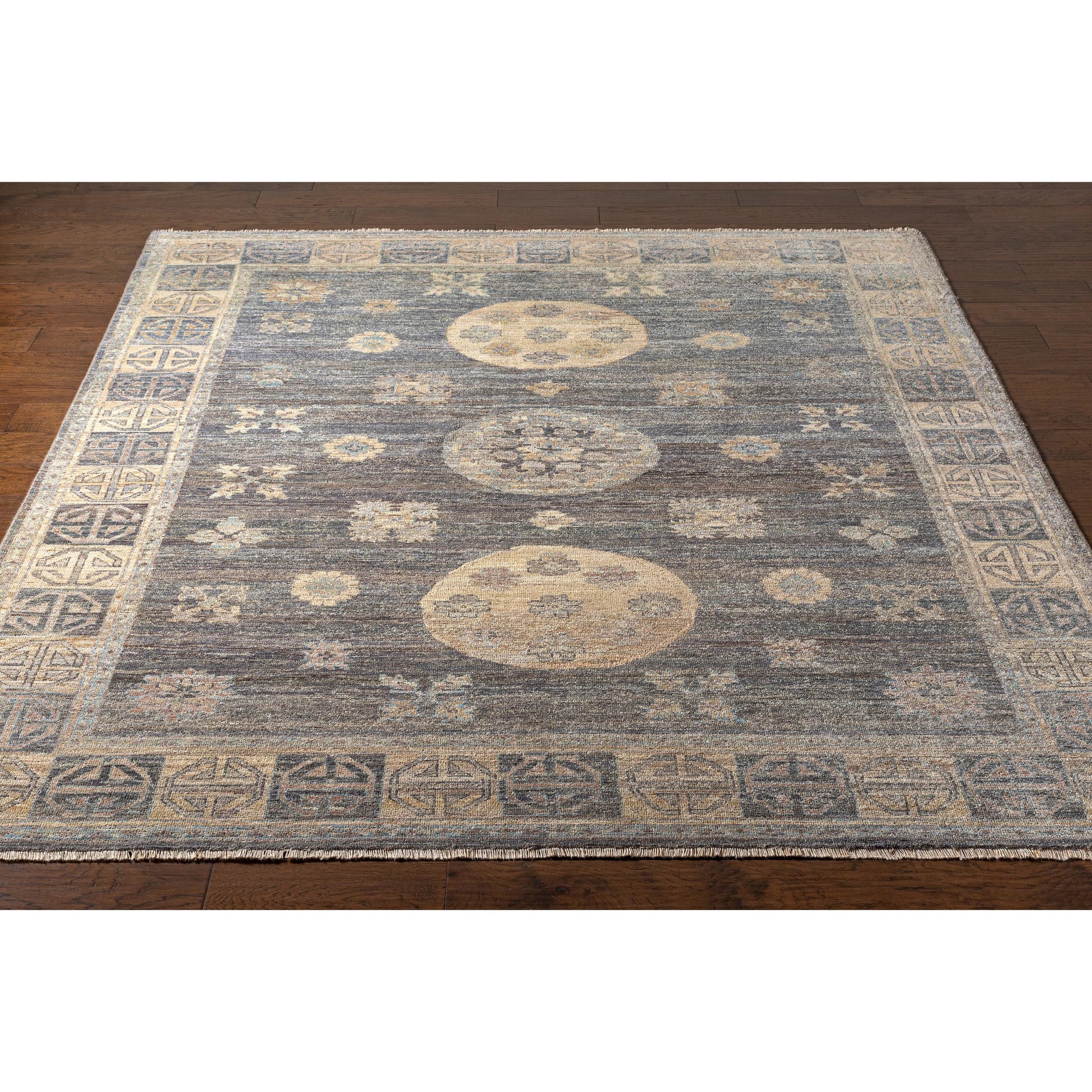 Khotan KHT-2301 Rug by Surya in dark blue, medium gray, medium brown. Made from 100% wool in a unique style.