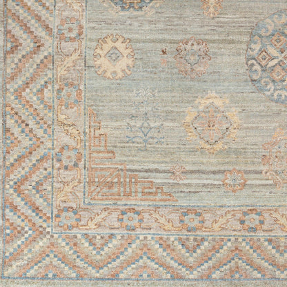 Khotan KHT-2302 Rug by Surya in sage, blue, mauve, light beige, cream, camel. Made from 100% wool in a unique style.