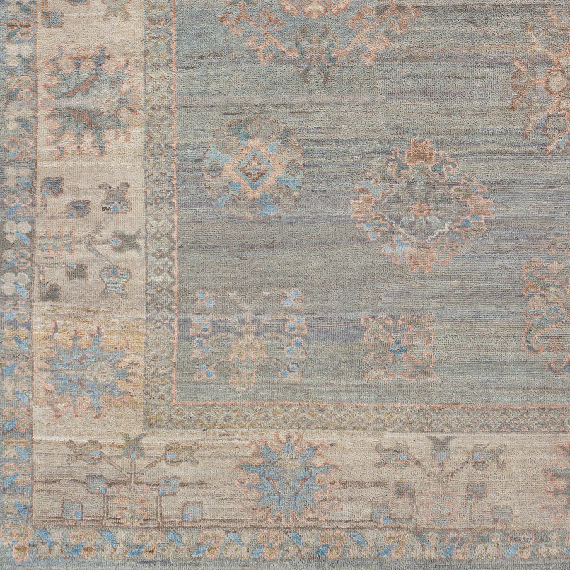 Khotan KHT-2303 Rug by Surya in sage, blue, mauve, light beige, cream. Made from 100% wool in a unique style.