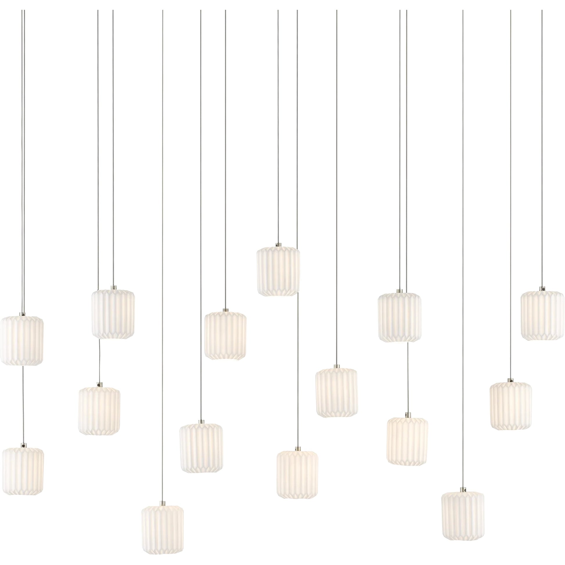 Dove Linear Pendant by Currey and Company in painted silver, white. Made from metal, ceramic in a modern style.