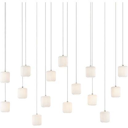 Dove Linear Pendant by Currey and Company in painted silver, white. Made from metal, ceramic in a modern style.