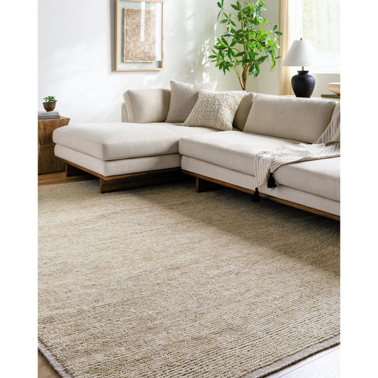Khyber Rug by Surya in khaki, sand. Made from face: 90% wool, 10% polyester, warp: 90% cotton in a modern style.