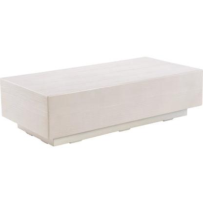GRFC Outdoor Faux Bois Coffee Table by Sunset West in bone. Made from gfr concrete in a modern style.