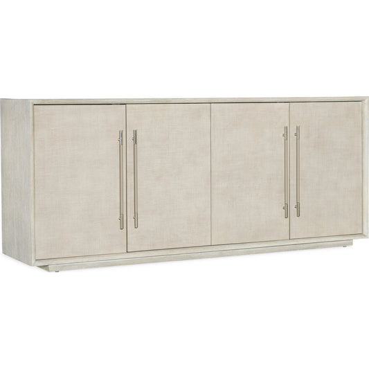 Modern Mood Entertainment Console by Hooker Furniture. Made from oak veneers, raffia in a modern style.