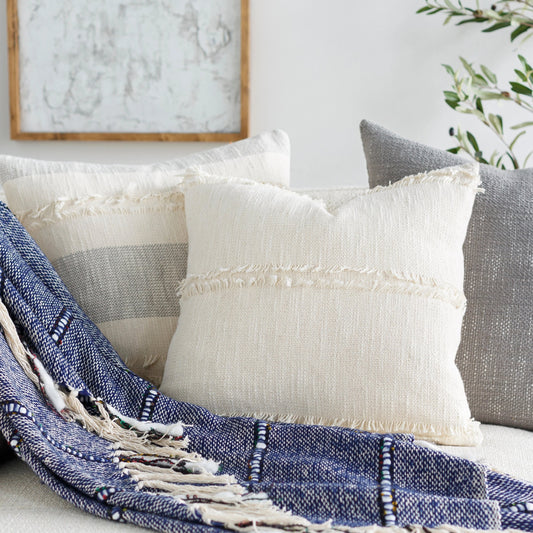 Kiefer Pillow - 5879 by Surya in cream. Made from 100% cotton in a cottage & farmhouse style.