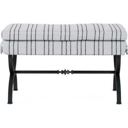 Alcove Single Bench by A.R.T. Furniture in sidecar graphite, burnished brass. Made from parrawood solids, iron, fabric, foam in a modern style.