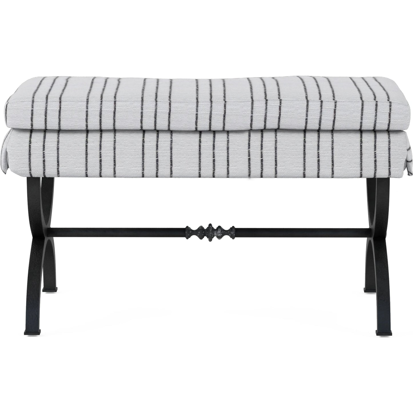 002 SI-2155754 | Additional Silo | Alcove Single Bench by A.R.T. Furniture in sidecar graphite, burnished brass. Made from parrawood solids, iron, fabric, foam in a modern style.