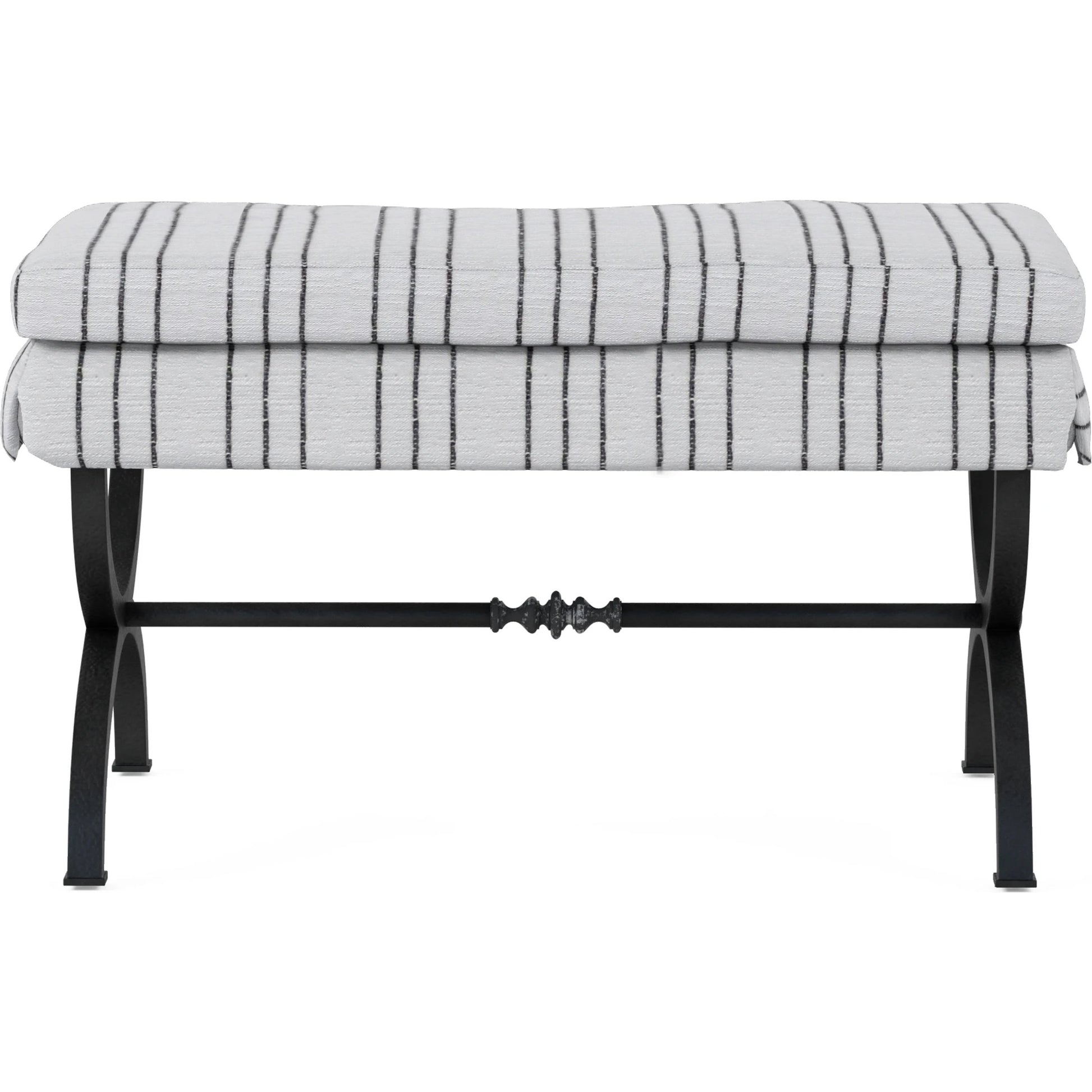 Alcove Single Bench by A.R.T. Furniture in sidecar graphite, burnished brass. Made from parrawood solids, iron, fabric, foam in a modern style.