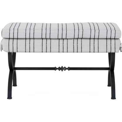 Alcove Single Bench by A.R.T. Furniture in sidecar graphite, burnished brass. Made from parrawood solids, iron, fabric, foam in a modern style.