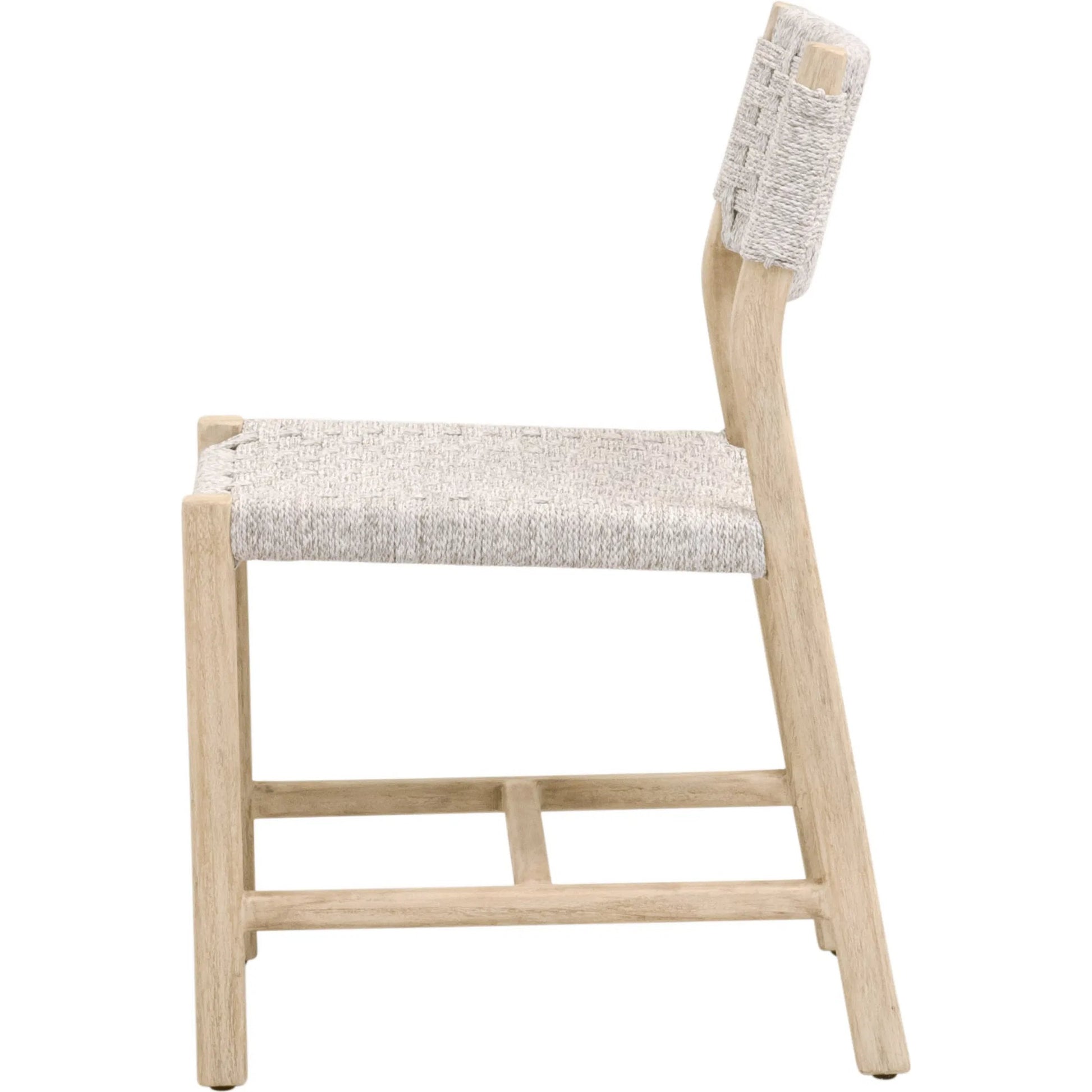 Kitts Dining Chair (Set of 2) by Essentials For Living in white speckle twist rope, weathered ever teak. Made from solid teak wood in a transitional style.