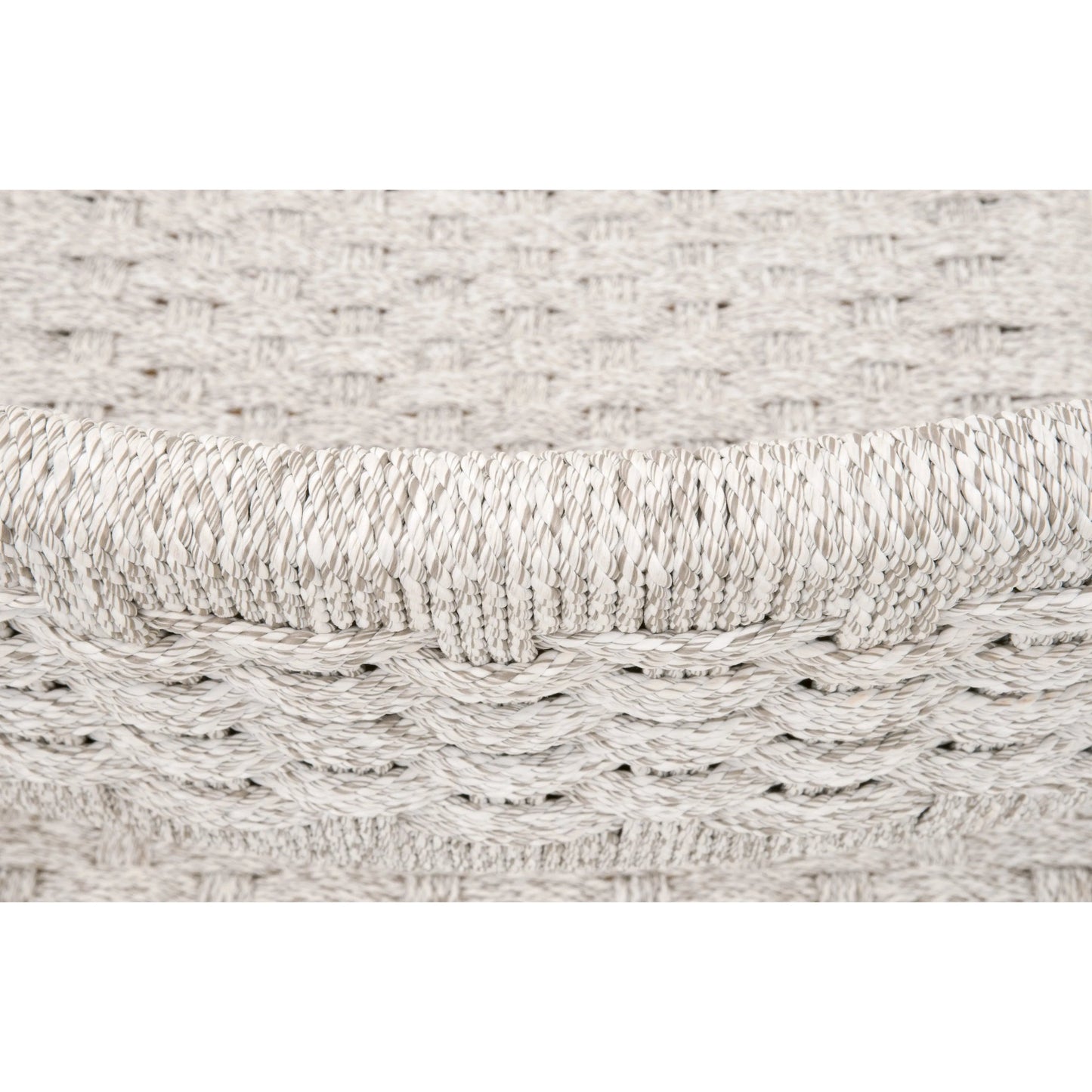 003 SI-2292636 | Closeup | Kitts Dining Chair (Set of 2) by Essentials For Living in white speckle twist rope, weathered ever teak. Made from solid teak wood in a transitional style.