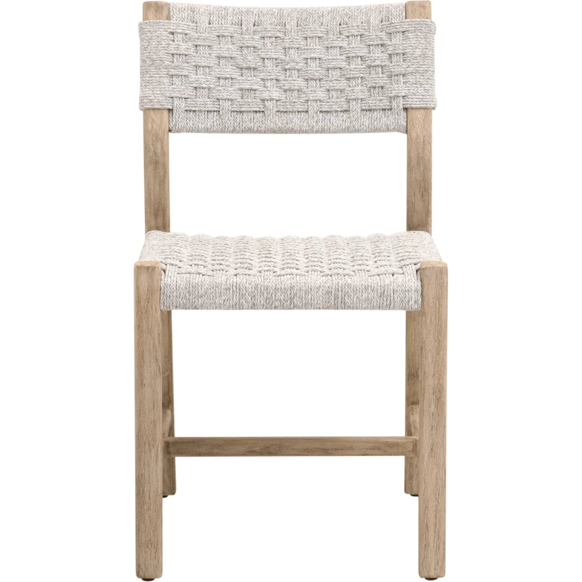 Kitts Dining Chair (Set of 2) by Essentials For Living in white speckle twist rope, weathered ever teak. Made from solid teak wood in a transitional style.