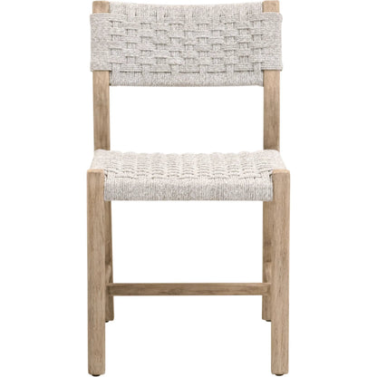 Kitts Dining Chair (Set of 2) by Essentials For Living in white speckle twist rope, weathered ever teak. Made from solid teak wood in a transitional style.