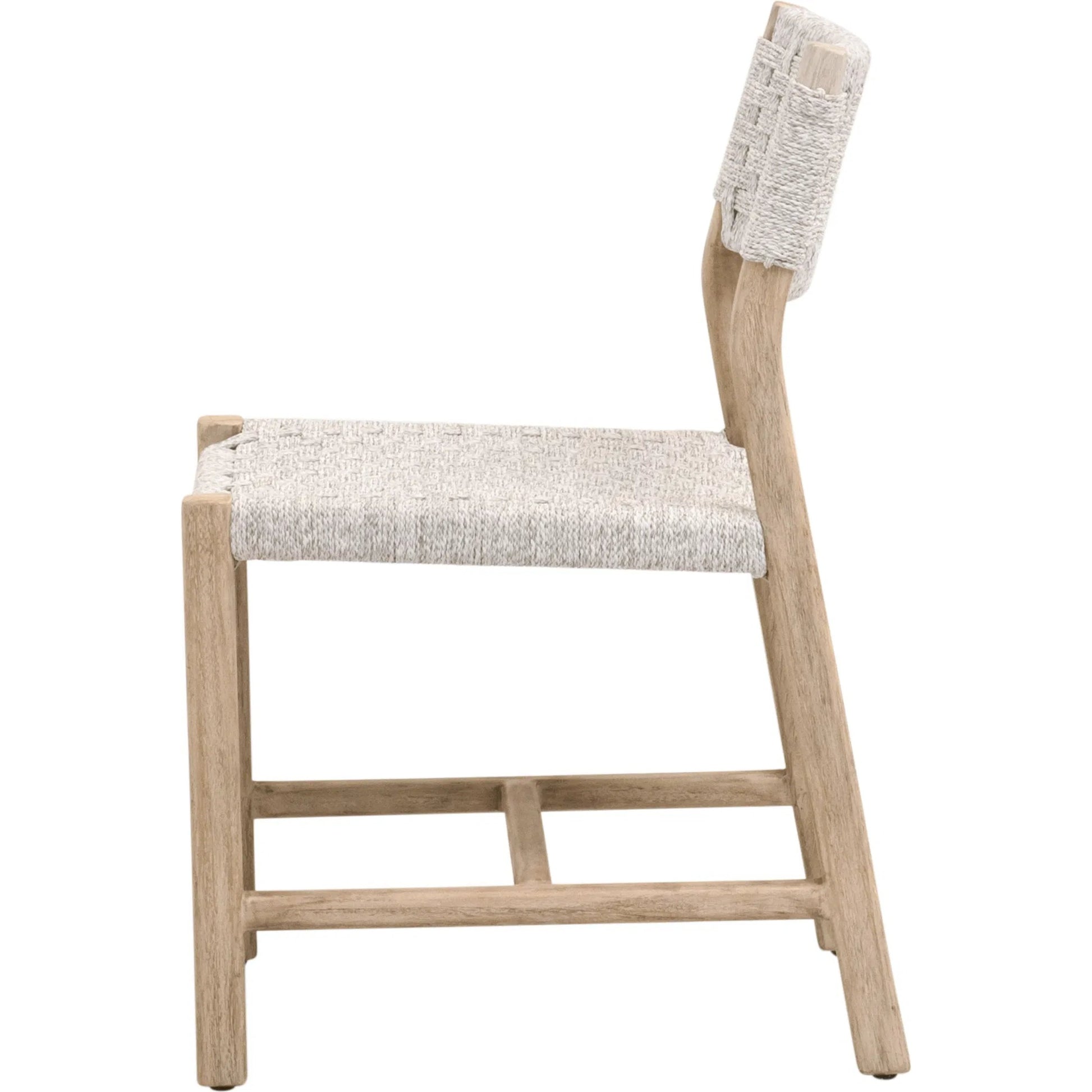Kitts Dining Chair (Set of 2) by Essentials For Living in white speckle twist rope, weathered ever teak. Made from solid teak wood in a transitional style.