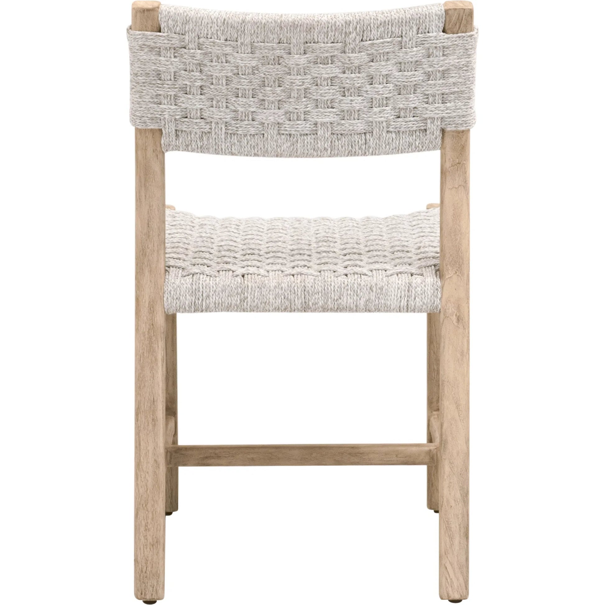 Kitts Dining Chair (Set of 2) by Essentials For Living in white speckle twist rope, weathered ever teak. Made from solid teak wood in a transitional style.