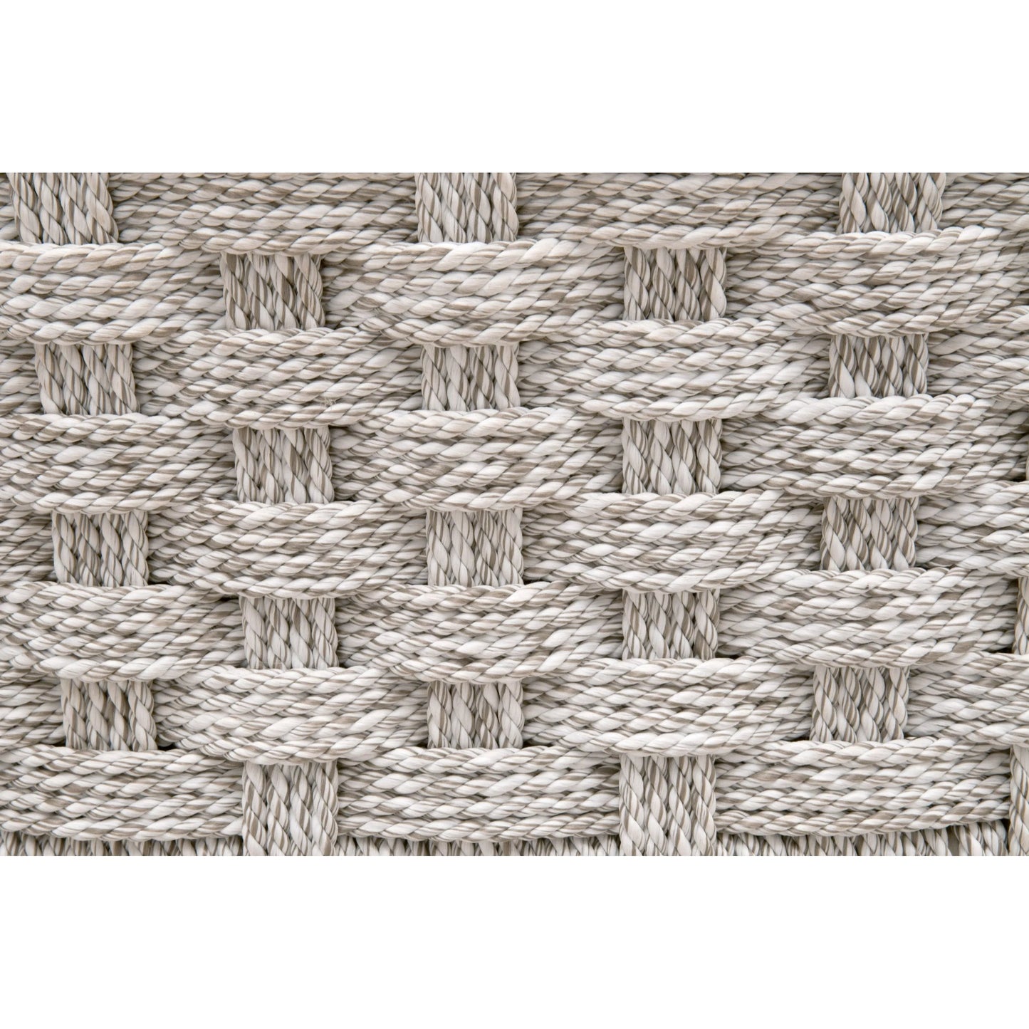 002 SI-2292636 | Closeup | Kitts Dining Chair (Set of 2) by Essentials For Living in white speckle twist rope, weathered ever teak. Made from solid teak wood in a transitional style.