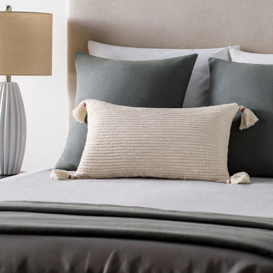 Kiruna Pillow - 35702 by Surya in off-white, light grey, warm grey, light silver. Made from cotton in a cottage & farmhouse style.