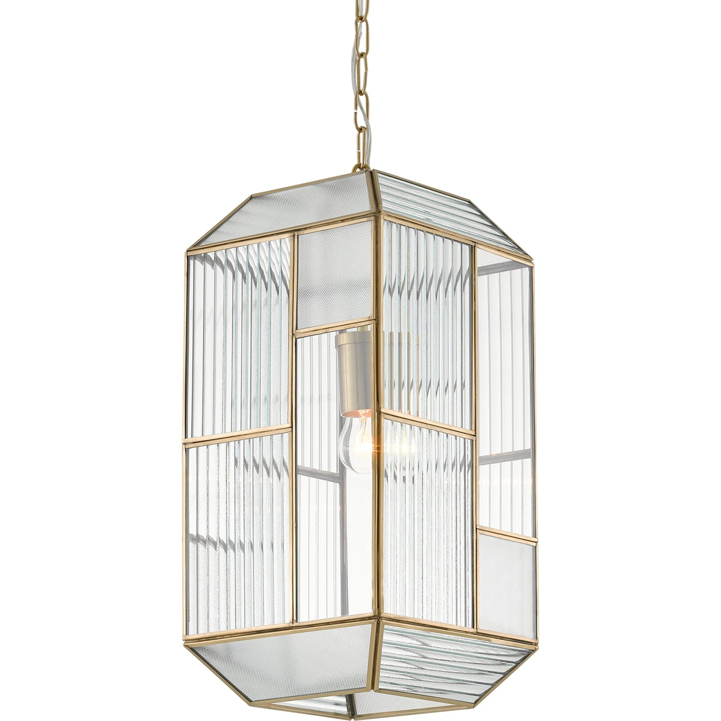 005 SR-912583 | Closeup | Bardolph Pendant by Currey and Company in antique brass. Made from iron, glass in a transitional style.