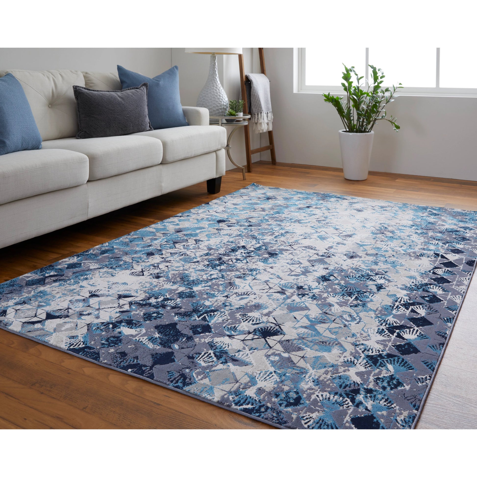 Indio Diamond Rug - 39H0F by Feizy in blue, ivory, gray. Made from unique in a unique style.