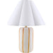 Kinki Accent Table Lamp by Livabliss in cream, orange and hand painted. Made from ceramic, linen, polyester, iron in a unique style.