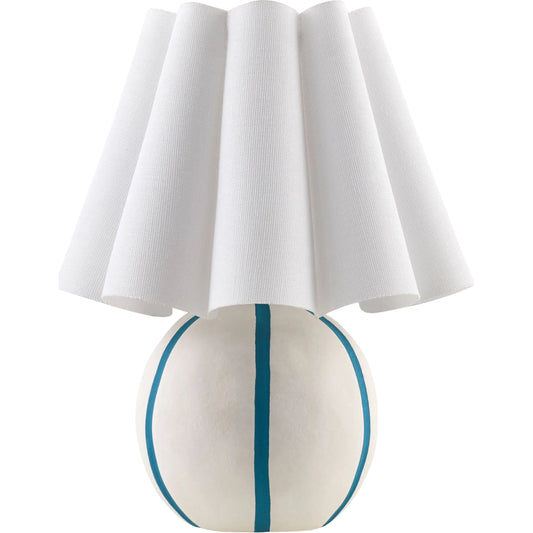 Kinki Round Accent Table Lamp by Livabliss in hand painted. Made from ceramic, linen, polyester in a unique style.