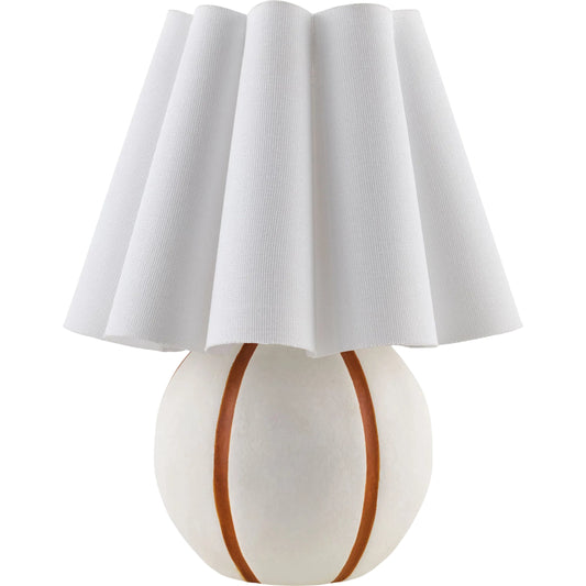 Kinki Round Accent Table Lamp by Livabliss in hand painted. Made from ceramic, linen, polyester in a unique style.