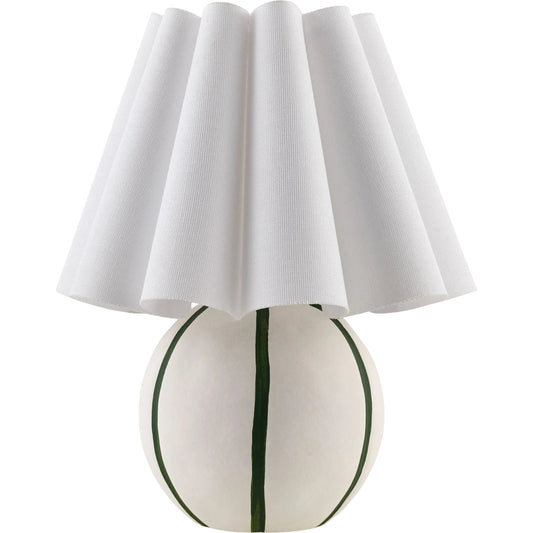 Kinki Round Accent Table Lamp by Livabliss in hand painted. Made from ceramic, linen, polyester in a unique style.