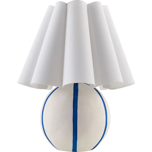 Kinki Round Accent Table Lamp by Livabliss in hand painted. Made from ceramic, linen, polyester in a unique style.