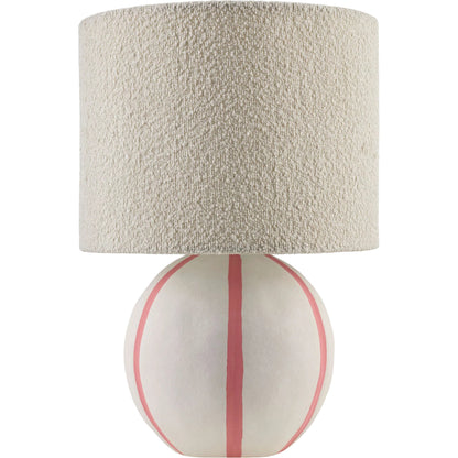Kinki Round Accent Table Lamp by Livabliss in hand painted. Made from ceramic, linen, polyester in a unique style.