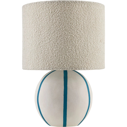 Kinki Round Accent Table Lamp by Livabliss in hand painted. Made from ceramic, linen, polyester in a unique style.