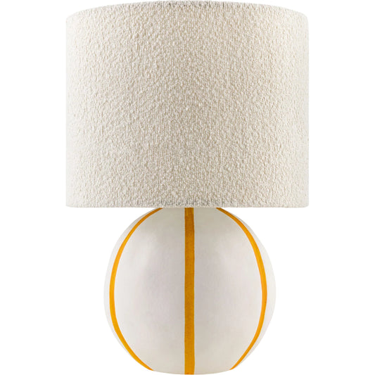 Kinki Round Accent Table Lamp by Livabliss in hand painted. Made from ceramic, linen, polyester in a unique style.