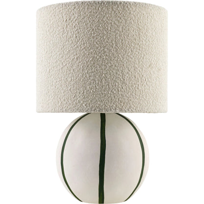 Kinki Round Accent Table Lamp by Livabliss in hand painted. Made from ceramic, linen, polyester in a unique style.