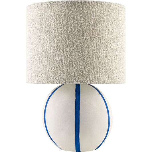 Kinki Round Accent Table Lamp by Livabliss in hand painted. Made from ceramic, linen, polyester in a unique style.