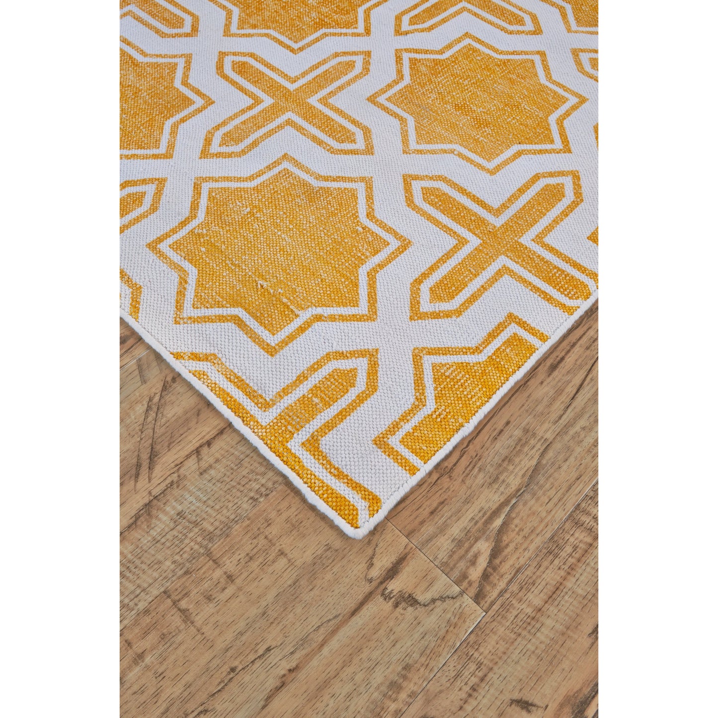 005 SI-1869043 | Closeup | Granada Transitional Geometric Rug - I0516 by Feizy in yellow, white. Made from cotton in a unique style.